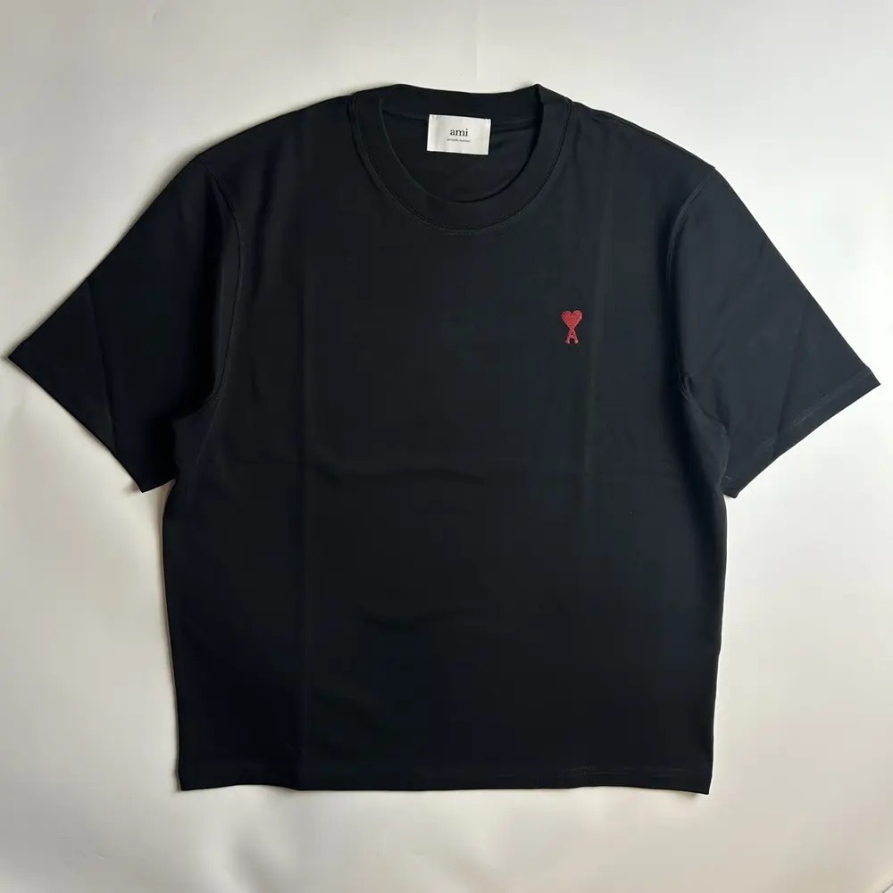 Ami Black Tee with Red Heart Logo